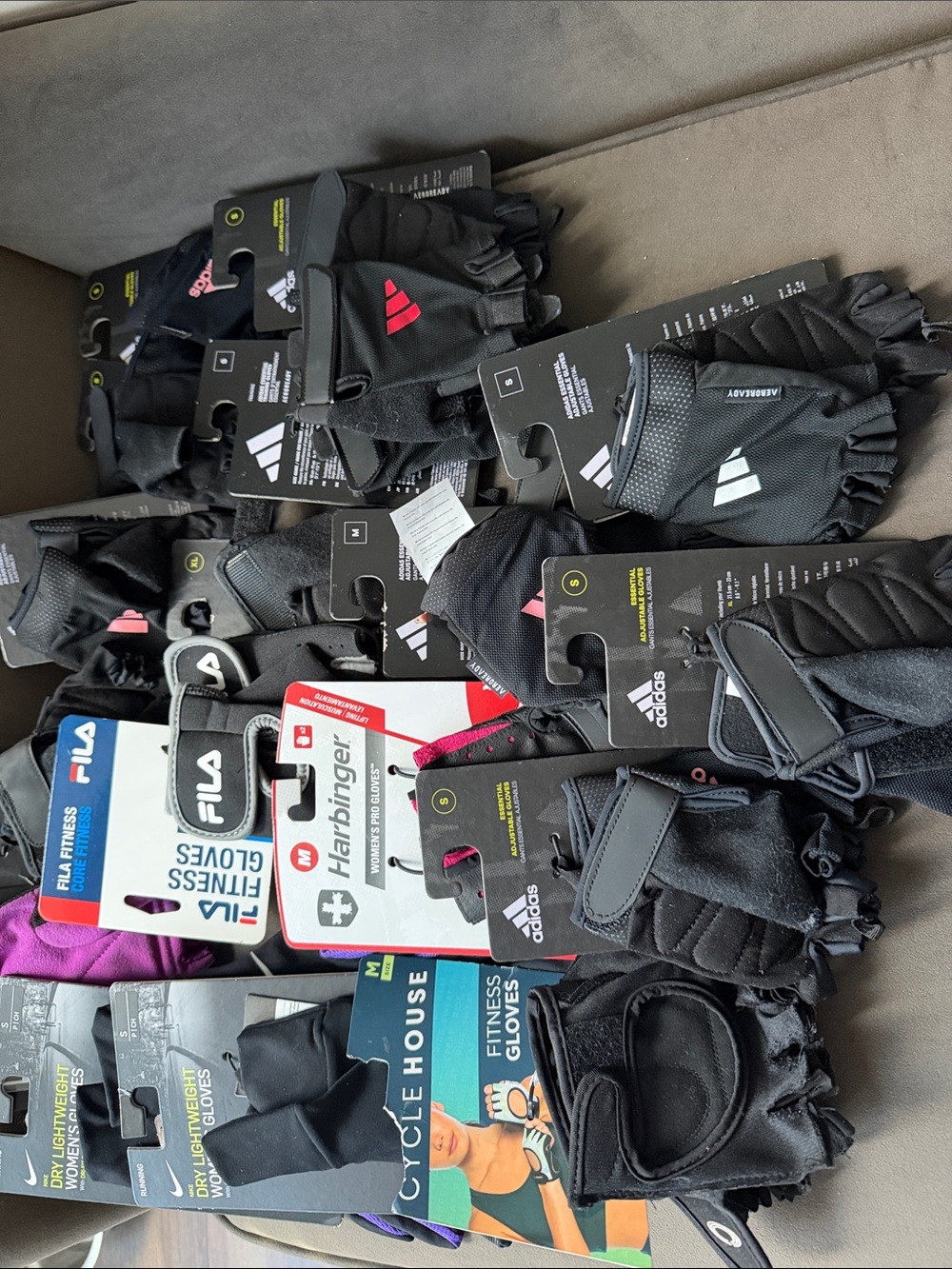 adidas Black and Pink Fingerless Fitness Gloves Bundle